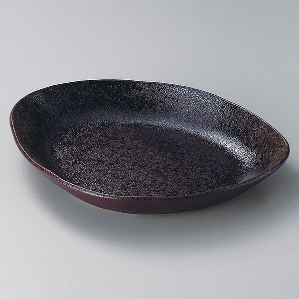 小豆釉ピラフ鉢 大 約31.5cm 茶系 和