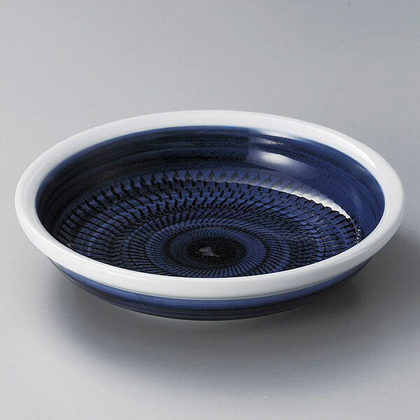 大玉渕呉須巻8.0めん皿 軽量土 約25cm