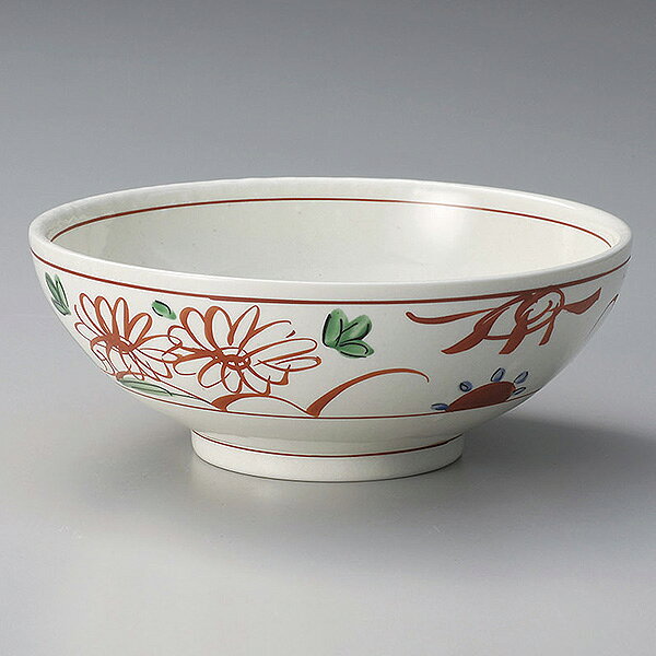 Bowls - 粉引釉古代赤絵さぬき丼 約18.7cm 黒系 和食器 多用丼 日本製 美濃焼 業務用 29-314-209-ya