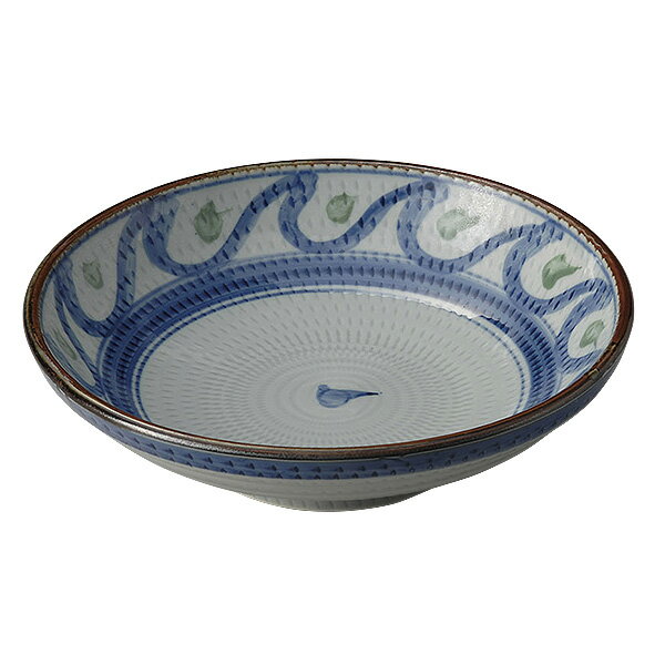 青海波7.5めん皿 約22.5cm 青系 和食器