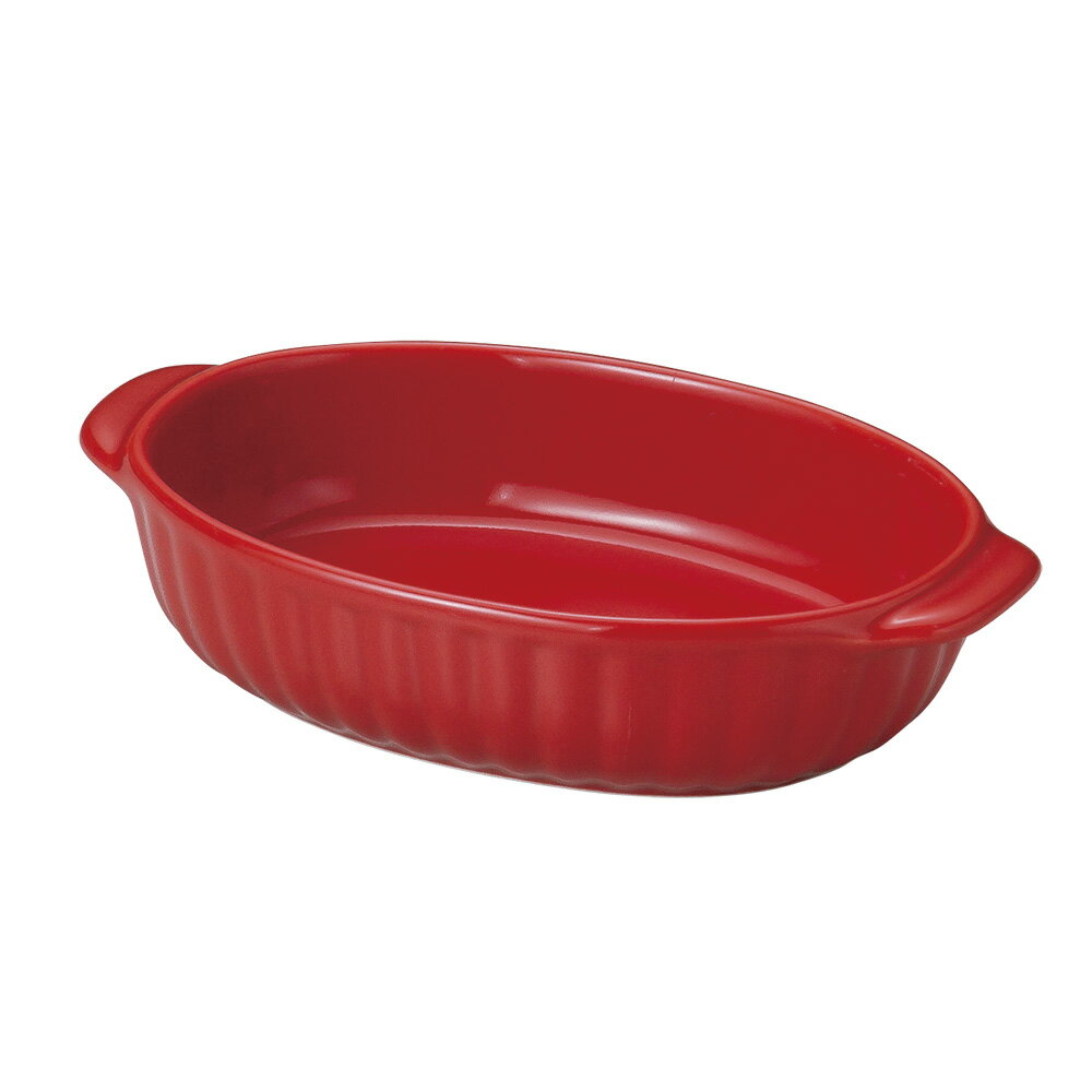レッド 両手 楕円グラタン 約18cm 赤系 洋食器 オーブンウェア グラタン 日本製 美濃焼 業務用 オーブ..