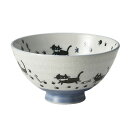 ご飯茶碗 さんぽネコ 毛料 約14.2cm 青系 和食器 飯器・飯碗 日本製 美濃焼 業務用 ごはん茶碗 茶碗 飯碗 お茶碗 おちゃわん 可愛いおちゃわん カラ...
