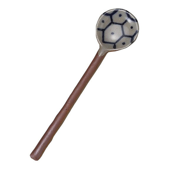土物 スプーン 亀甲 約11.3cm 青系 和食器 カトラリー 美濃焼 スプーン 匙 陶製 業務用 日本製 29-563-159-ka