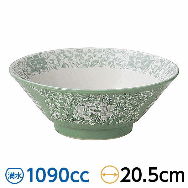 Rakuten - ヒスイぼたん 6.8切立丼 約20.3cm 緑系 中華食器・アジアン食器 ラーメン丼 日本製 美濃焼 業務用 29-591-629-ho