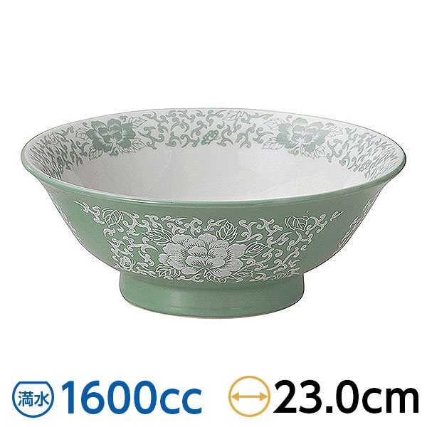Rakuten - ヒスイぼたん 7.5反高台丼 約23cm 緑系 中華食器・アジアン食器 ラーメン丼 日本製 美濃焼 業務用 29-591-589-ho