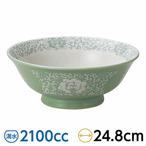 Ramen Bowls - ヒスイぼたん 8.0反高台丼 約24.8cm 緑系 中華食器・アジアン食器 ラーメン丼 日本製 美濃焼 業務用 29-591-579-ho