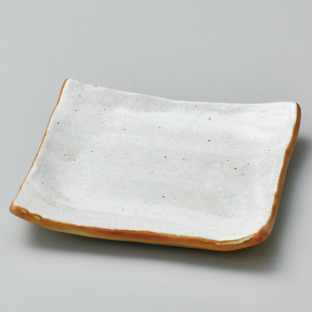 白油滴刷毛正角銘々皿 約13.5cm 白系 和食器 フルーツ皿・銘々皿・取皿 日本製 美濃焼 業務用 取り皿 ..