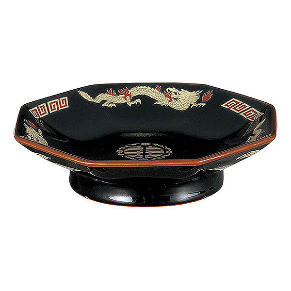 Rakuten - 天目金彩竜 八角高台皿 約18.5cm 黒系 中華食器・アジアン食器 チャーハン皿 日本製 美濃焼 業務用 29-589-079-i