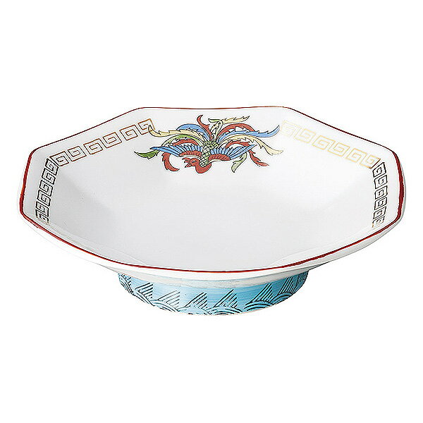金雷門 八角高台皿 約18.8cm 赤系 中華食器・アジアン食器 チャーハン皿 日本製 美濃焼 業務用 炒飯皿 シューマイ皿 天津飯 焼きそば 焼き飯 中華料理 28-669-068-aのサムネイル