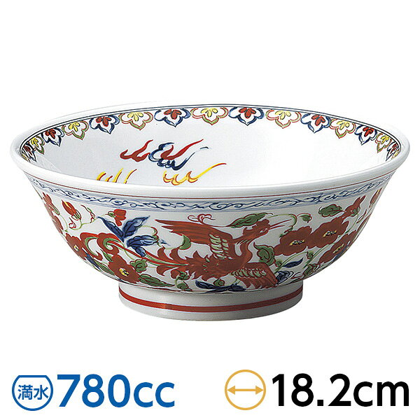 Rakuten - 鳳凰 6.3高台丼 約18.2cm 赤系 中華食器・アジアン食器 ラーメン丼 日本製 美濃焼 業務用 29-604-129-ya