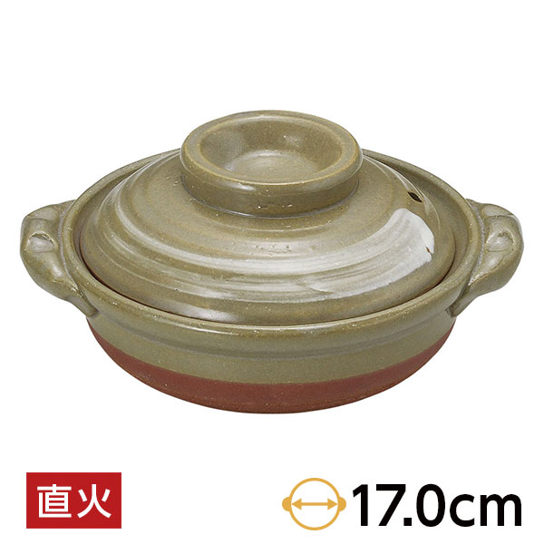 京風白刷毛目 5.5号 鍋 茶系 和食器 土鍋 日本製 萬古焼 万古焼 直火OK 業務用 小鍋 雑炊鍋 1人用 シチ..