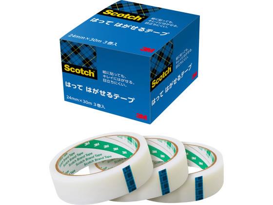 ↑↑↑正確な在庫状況は上記バナー「在庫状況を確認する」をクリックして頂き、必ずご確認ください。&nbsp;&nbsp;紙に貼っても、キレイにはがせるので、気持ちよく作業を調整できます。貼ったりはがしたりできる透明テープ。貼ったものを傷めずにはがせ、ほとんどのり残りもありません。テープの上から文字が書けます。貼ると目立たなくなり、コピーをとってもほとんどが影が出ません。・変質・変色の少ないテープです。●サイズ：幅24mm×長さ30m●材質：アセテートフィルム＆マットフィニッシュ加工●粘着剤：特殊アクリル系●芯径：76mm●注文単位：1パック（3巻）※メーカーの都合により、パッケージ・仕様等は予告なく変更になる場合がございます。　