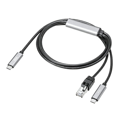 サンワサプライ KB-SL6CLANPD1BK 急速充電対応 USB Type-C LAN変換ケーブル Gigabit対応 PD100W 1m