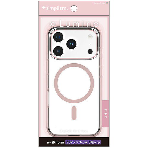 トリニティ iPhone17 Pro用 Lumino MagSafe対応 背面クリアハードケース クリア×ピンク TR-IP25M3-LOCMS-CLPK TRIP25M3LOCMS