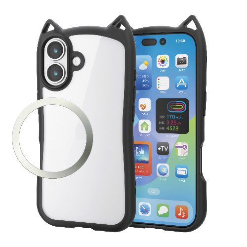 樂天商城 - エレコム(ELECOM) PM-A25AFCCATBK ナイトキャット iPhone17 ケース ハイブリッド 衝撃吸収 磁気吸着対応メタルステッカー付 猫耳デザイン