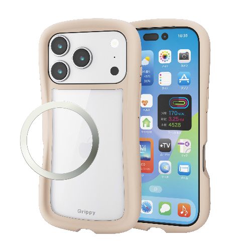 樂天商城 - エレコム(ELECOM) PM-A25CGRPFCBE ベージュ iPhone17 Pro ケース ハイブリッド 衝撃吸収 磁気吸着対応メタルステッカー付 Grippy