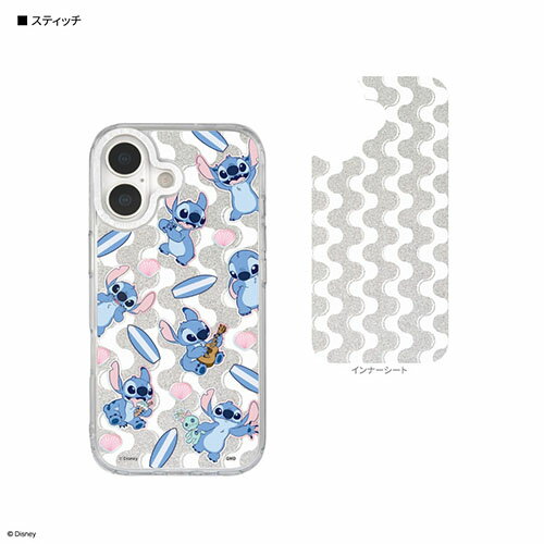 グルマンディーズ(gourmandis) DNG-303PO スティッチ ディズニーキャラクター ／ Camera Frame iPhone17 対応 ケース