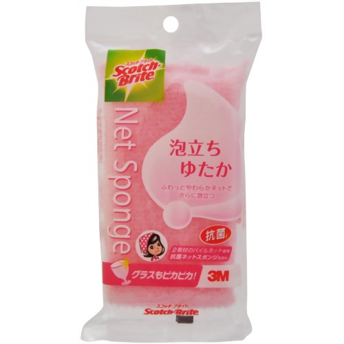 For Tableware - スリーエム 泡立ちゆたか抗菌ネットスポンジたわし ピンク