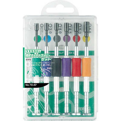 Nut Driver - ベッセル(VESSEL) TD-57 精密ナットドライバーセット TD‐57 6サイズ入り