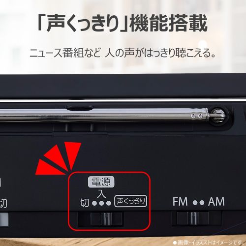 Aurex(オーレックス) AX-HR50K ブラック LEDライト付きホームラジオ ワイドFM対応 ・AM・FM 声くっきり機能搭載