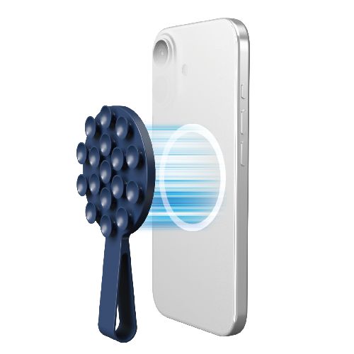 エレコム(ELECOM) P-TKPTMAGB01NV ネイビー スマホホルダー 吸盤 MagSafe対応 iPhone用 落下防止バンド付 強力固定 動画視聴 自撮り 壁鏡ガラス貼付(2)