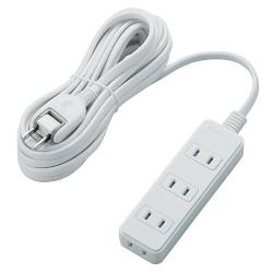 乐天商城 - エレコム(ELECOM) T-ST02-22450WH ホワイト 電源タップ ほこりシャッター付 延長コード 2ピン 4個口 5m