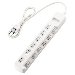 樂天商城 - エレコム(ELECOM) T-E5A-2610WH ホワイト 省エネタップ 個別スイッチ付 延長コード 2ピン 6個口 1m