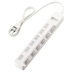 エレコム(ELECOM) T-E6A-2610WH ホワイト 省エネタップ ほこり防止シャッター付 延長コード 2ピン 6個口 1m