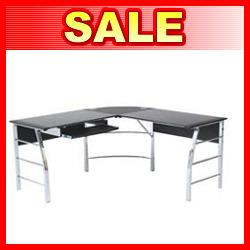 不二貿易 【組立品】 ガラスPCデスク L型 CT−1040BK 70390【代引・日時指定・キャンセル不可・北海道沖..