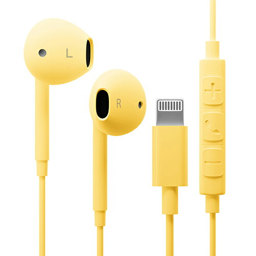PGA PG-SEIE3YE7 イエロー Lightningコネクタ ステレオイヤホン