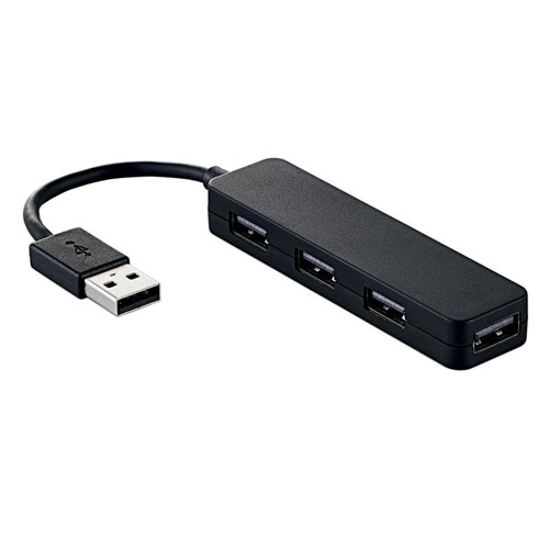 USB集线器 - エレコム(ELECOM) U2H-SN4NBBK USB2.0ハブ コンパクトタイプ