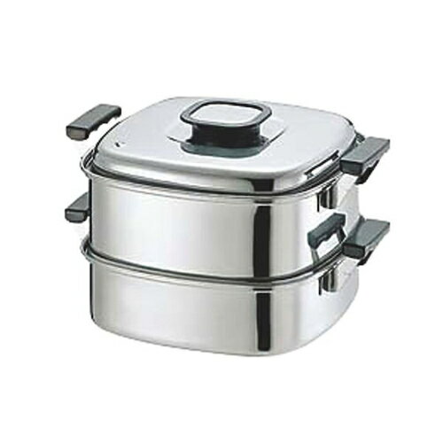 神子島製作所 桃印18-0角型蒸器 22cm 2段 4589511091425