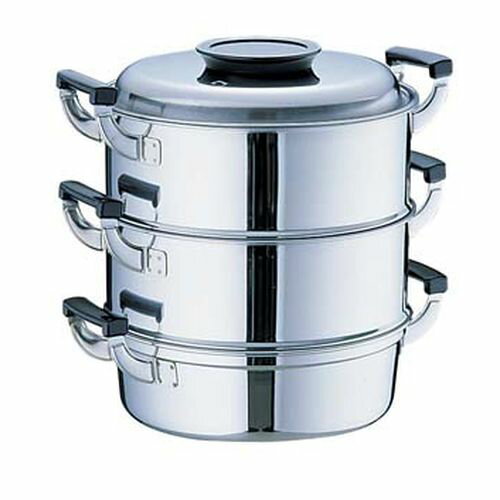 Ih/Gas Compatible - 神子島製作所 桃印18-0丸型蒸器 27cm 3段 4589511091647