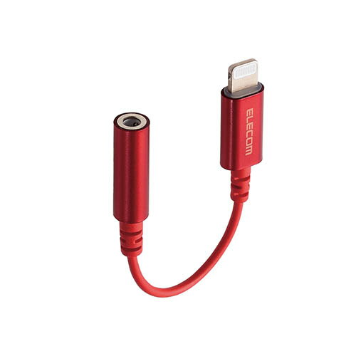 ���쥳��(ELECOM) MPA-L35DS01RD ��å� Lightning-��3.5mm���ƥ쥪�ߥ˥���å��Ѵ������֥� 0.1m