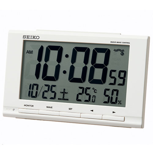 セイコー(SEIKO) SQ789W(白) 電波目覚まし時計 温度・湿度表示付