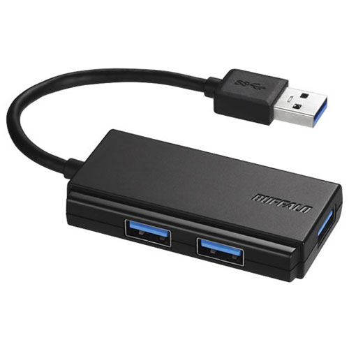 バッファロー(BUFFALO) BSH3U100U3BK(ブラック) USB3.0バスパワーハブ 3ポートタイプ 10cm バッファロー(BUFFALO) BSH3U100U3BK(ブラック) USB3.0バスパワーハブ 3ポートタイプ 10cm