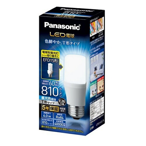 General Light Bulbs - パナソニック(Panasonic) LDT6DGST6 LED電球 T形タイプ 昼光色 E26口金 60W形相当 810lm