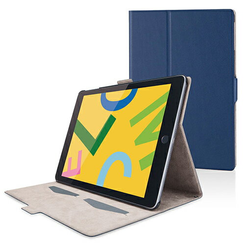 乐天商城 - エレコム ELECOM TB-A19RWVFUNV ネイビー 10.2インチiPad用 フラップケース ソフトレザー フリーアングル スリープ対応 TBA19RWVFUNV