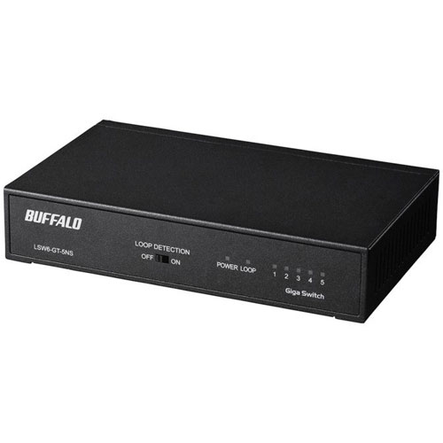 バッファロー BUFFALO LSW6-GT-5NS/BK ブラック Giga対応スイッチングハブ 電源内蔵 5ポート LSW6GT5NSBK