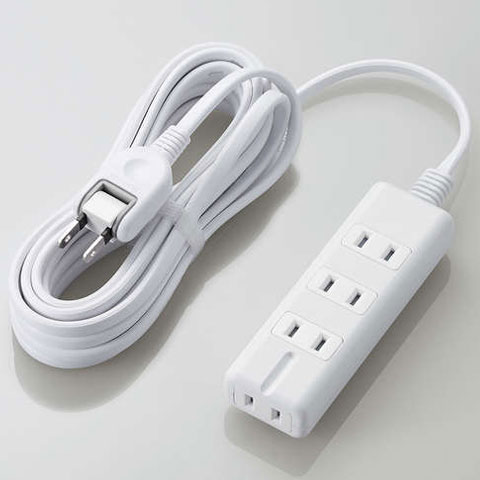 エレコム(ELECOM) T-KM01-2450WH(ホワイト) 雷ガード付磁石タップ 延長コード 2ピン 4個口 5m