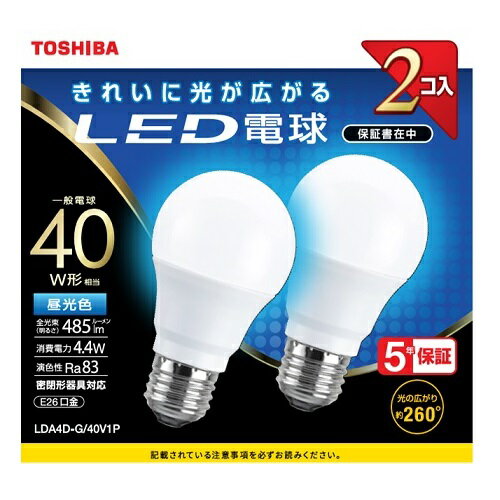 General Light Bulbs - 東芝(TOSHIBA) LDA4D-G/40V1P LED電球2本パック 昼光色 E26口金 40W形相当 485lm