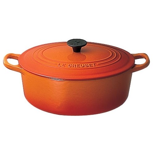 Ih/Gas Compatible - ル・クルーゼ LE CREUSET ココット オーバル IH対応 両手鍋 27cm 2502-27 オレンジ AKK44272