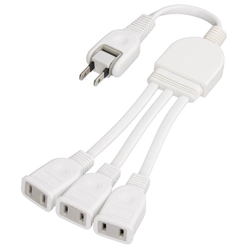 ヤザワ Y02V3002WH ホワイト ACアダプター用3分配延長コード 3個口 横挿し 0.2m