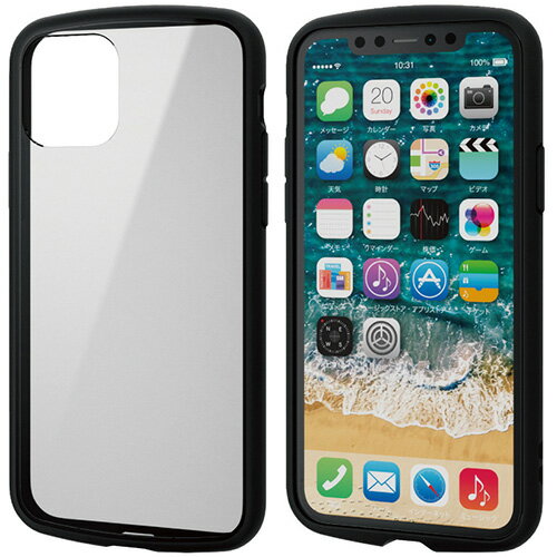 乐天商城 - エレコム(ELECOM) PM-A19BTSLFCBK ブラック iPhone 11 Pro用 ケース クリア 耐衝撃 軽量 / 薄型