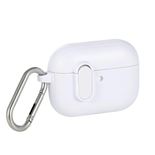 エレコム(ELECOM) AVA-AP07TSLWH ホワイト AirPods Pro 3 ケース MagSafe対応 TOUGH SLIM 耐衝撃 ロック機能 カラビナ付 落下防止