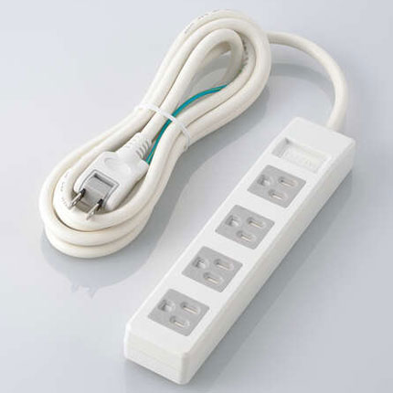 エレコム(ELECOM) T-T1C-3425WH ホワイト 電源タップ シャッタータップ 延長コード 3ピン 4個口 2.5m