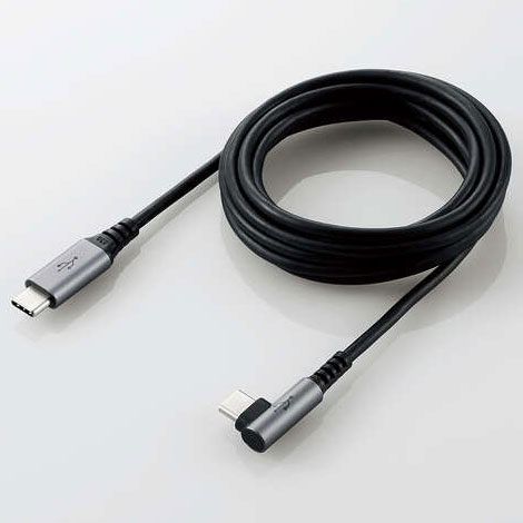 エレコム(ELECOM) U2C-CCL20NBK(ブラック) USB2.0ケーブル 認証品 C-C L型コネクタ 2m