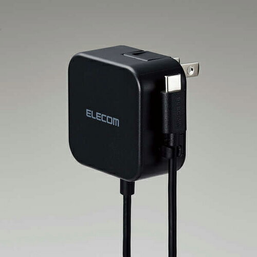 エレコム(ELECOM) MPA-ACC22BK ブラック AC充電器 2.4A/Cケーブル一体型＋Aポート×...
