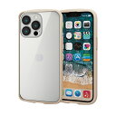 iPhone13 Pro ケース カバー ハイブリッドケース 軽量 背面ガラス フレームカラー アイボリー(PM-A21CTSLFCGIV) メーカー品