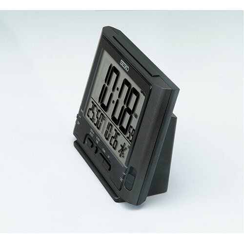 セイコー(SEIKO) SQ320K 黒メタリック 電波目ざまし時計 温度・湿度表示付